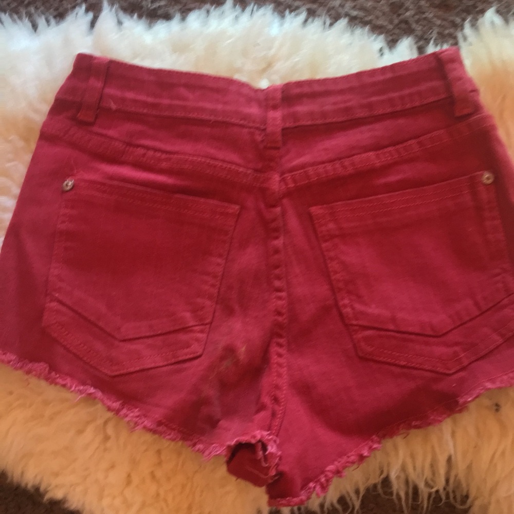 Red cut off shorts